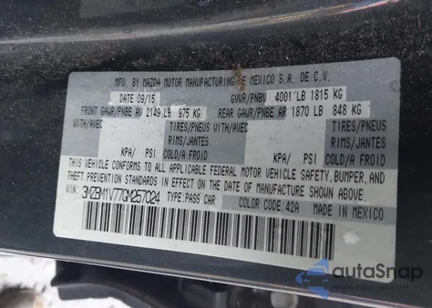 2016 Mazda Mazda3 I Touring z USA, uszkodzony, nr VIN 3MZBM1V77GM257024